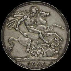 1898 Queen Victoria Veiled Head Silver LXII Crown Reverse