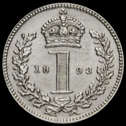 1898 Queen Victoria Veiled Head Silver Maundy Penny Reverse