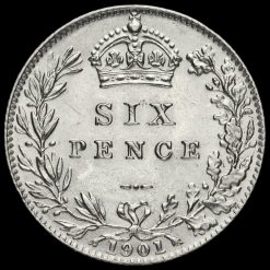 1901 Queen Victoria Veiled Head Silver Sixpence Reverse