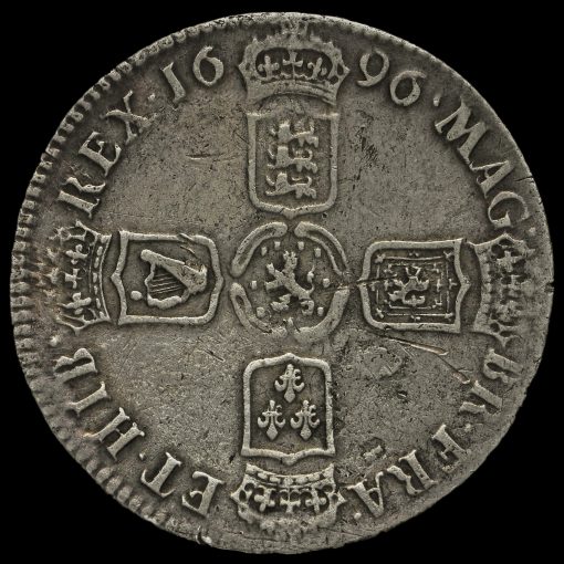 1696 William III Early Milled Silver Half Crown Reverse