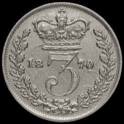 1870 Queen Victoria Young Head Silver Threepence Reverse