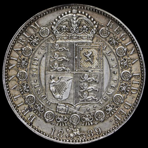 1889 Queen Victoria Jubilee Head Silver Half Crown Reverse