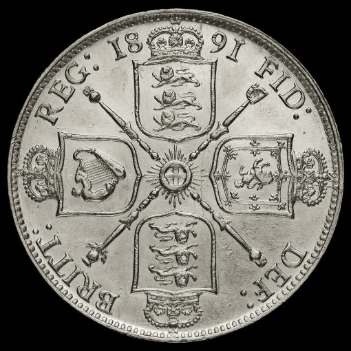 1891 Queen Victoria Jubilee Head Silver Florin Reverse