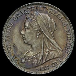 1897 Queen Victoria Veiled Head Silver Sixpence Obverse