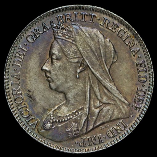 1897 Queen Victoria Veiled Head Silver Sixpence Obverse