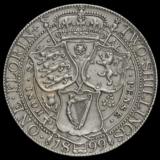 1899 Queen Victoria Veiled Head Silver Florin Reverse