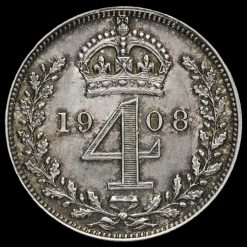 1908 Edward VII Silver Maundy Fourpence Reverse