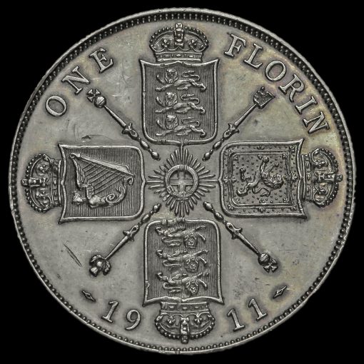 1911 George V Silver Proof Florin Reverse