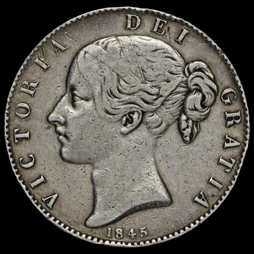 1845 Queen Victoria Young Head Silver Crown Obverse