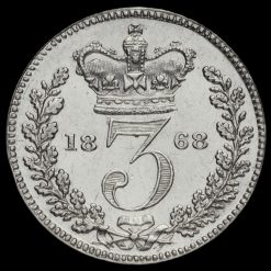 1868 Queen Victoria Young Head Silver Threepence Reverse