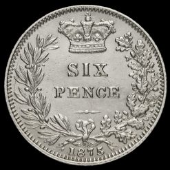 1875 Queen Victoria Young Head Silver Sixpence Reverse