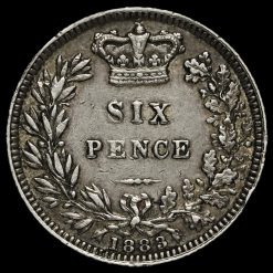 1883 Queen Victoria Young Head Silver Sixpence Reverse