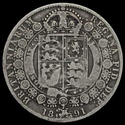 1891 Queen Victoria Jubilee Head Silver Half Crown Reverse