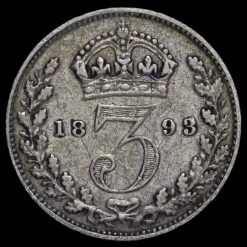 1893 Queen Victoria Jubilee Head Silver Threepence Reverse