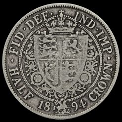 1894 Queen Victoria Veiled Head Silver Half Crown Reverse
