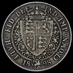 1898 Queen Victoria Veiled Head Silver Half Crown Reverse