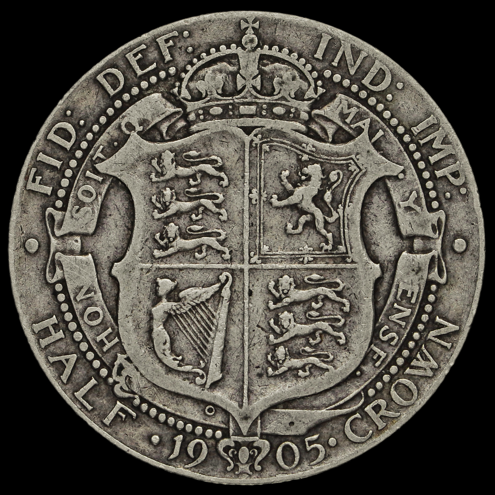 1905 Edward VII Silver Half Crown Very Rare GF