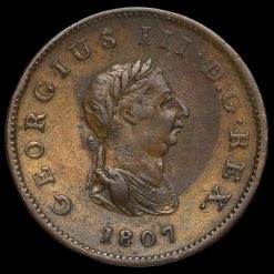 1807 George III Early Milled Copper Halfpenny Obverse