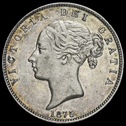 1875 Queen Victoria Young Head Silver Half Crown Obverse