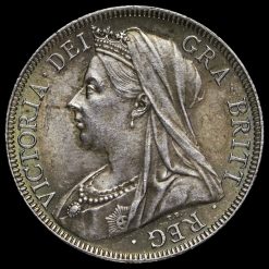 1896 Queen Victoria Veiled Head Silver Half Crown Obverse