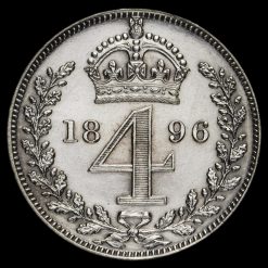1896 Queen Victoria Veiled Head Silver Maundy Fourpence Reverse