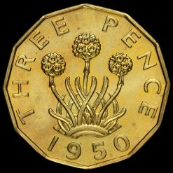 1950 George VI Proof Brass Threepence Reverse