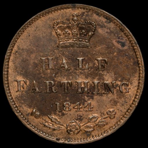 1844 Queen Victoria Bun Head Half Farthing Reverse