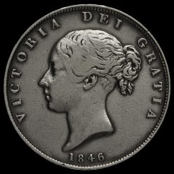 1846 Queen Victoria Young Head Silver Half Crown Obverse