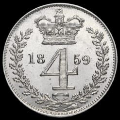 1859 Queen Victoria Young Head Silver Maundy Fourpence Reverse