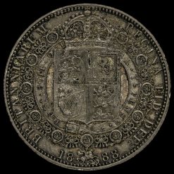 1888 Queen Victoria Jubilee Head Silver Half Crown Reverse
