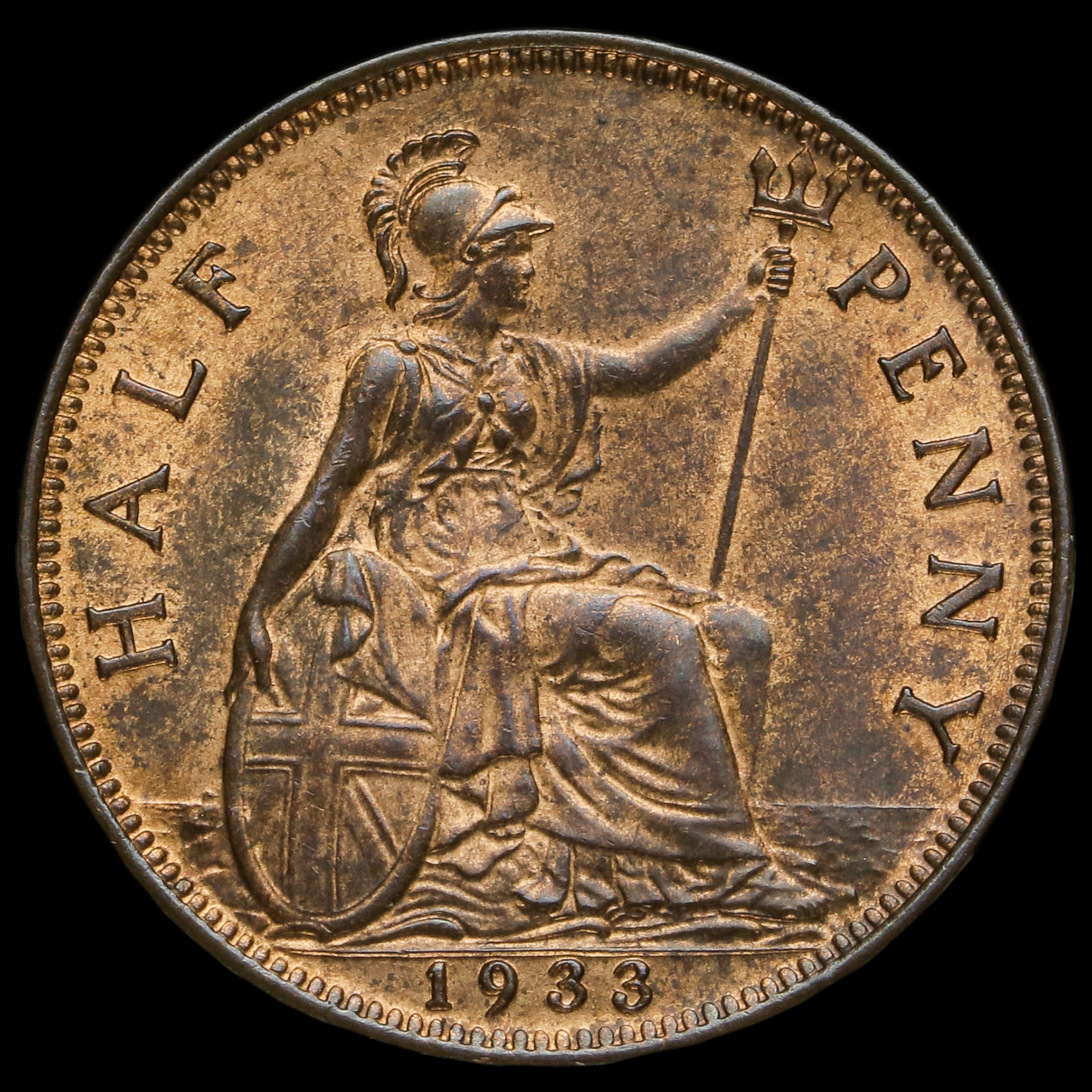 1933 George V Halfpenny, A/UNC