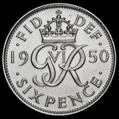 1950 George VI Proof Sixpence Reverse