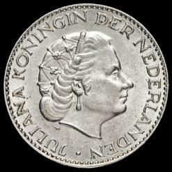 Netherlands 1957 Juliana Silver 1 Gulden Obverse