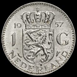 Netherlands 1957 Juliana Silver 1 Gulden Reverse