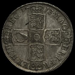 1713 Queen Anne Early Milled Silver Half Crown Reverse