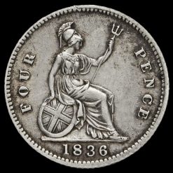 1836 William IV Milled Silver Fourpence / Groat Reverse
