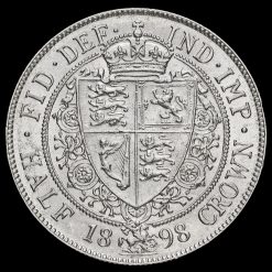 1898 Queen Victoria Veiled Head Silver Half Crown Reverse