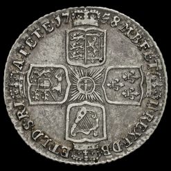 1758 George II Early Milled Silver Shilling Reverse