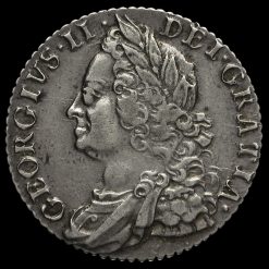1758 George II Early Milled Silver Shilling Obverse