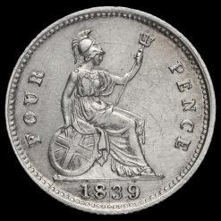 1839 Queen Victoria Young Head Silver Fourpence / Groat Reverse