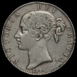1845 Queen Victoria Young Head Silver Crown Obverse
