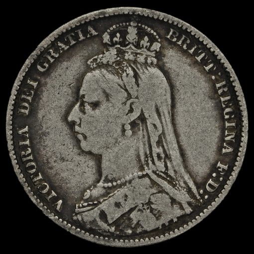 1890 Queen Victoria Jubilee Head Silver Shilling Obverse