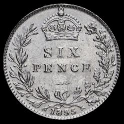 1895 Queen Victoria Veiled Head Silver Sixpence Reverse