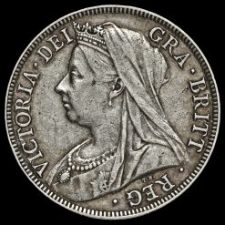 1899 Queen Victoria Veiled Head Silver Half Crown Obverse