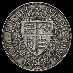 1899 Queen Victoria Veiled Head Silver Half Crown Reverse