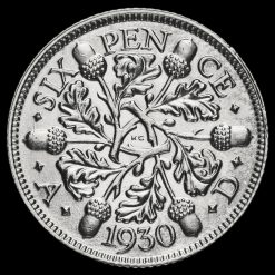 1930 George V Silver Sixpence Reverse