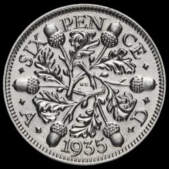 1935 George V Silver Sixpence Reverse