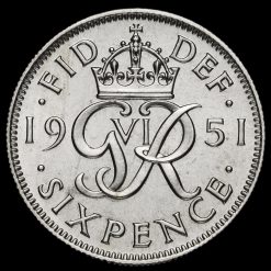 1951 George VI Proof Sixpence Reverse