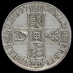 1708 Queen Anne Early Milled Silver Septimo Half Crown Reverse