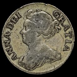 1709 Queen Anne Early Milled Silver Shilling Obverse